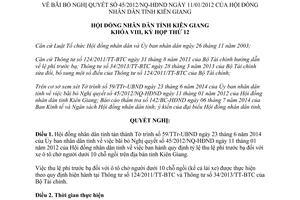 Nghị quyết 64/NQ-HĐND năm 2014 bãi bỏ 45/2012/NQ-HĐND tỷ lệ thu lệ phí trước bạ xe ô tô Kiên Giang