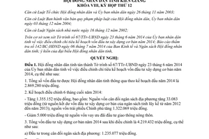 Nghị quyết 62/2014/NQ-HĐND điều chỉnh chỉ tiêu vốn đầu tư xây dựng cơ bản năm 2014 Kiên Giang