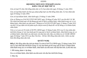 Nghị quyết 72/2014/NQ-HĐND bổ sung giá dịch vụ khám chữa bệnh cơ sở nhà nước Kiên Giang