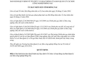 Quyết định 27/2014/QĐ-UBND Quy định tổ chức hoạt động Ban Quản lý Khu công nghiệp Đồng Nai