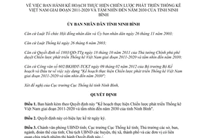 Quyết định 527/QĐ-UBND năm 2014 Chiến lược phát triển Thống kê 2011-2020 tầm nhìn 2030 Ninh Bình