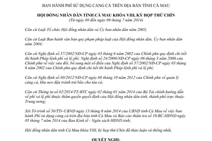 Nghị quyết 03/2014/NQ-HĐND phí sử dụng cảng cá Cà Mau