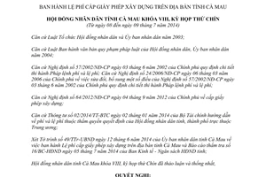 Nghị quyết 04/2014/NQ-HĐNĐ lệ phí cấp giấy phép xây dựng Cà Mau