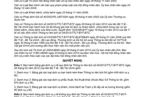 Nghị quyết 09/2014/NQ-HĐND bảng giá dịch vụ khám chữa bệnh cơ sở nhà nước Khánh Hòa