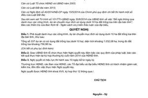 Nghị quyết 139/NQ-HĐND17 2014 chuyển mục đích sử dụng dưới 10 ha đất trồng lúa Bắc Ninh