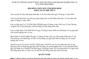 Nghị quyết 04/2014/NQ-HĐND thành lập Quỹ Bảo lãnh tín dụng cho doanh nghiệp nhỏ và vừa Bình Định