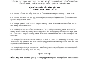 Nghị quyết 05/2014/NQ-HĐND mức thu quản lý sử dụng phí bảo vệ môi trường Bến Tre