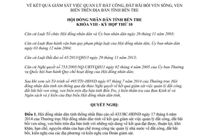 Nghị quyết 07/2014/NQ-HĐND quản lý đất công đất bãi bồi ven sông ven biển Bến Tre