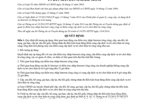 Quyết định 434/2014/QĐ-UBND quản lý điểm truy nhập internet công cộng dịch vụ trò chơi điện tử Bắc Giang