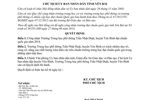 Quyết định 1084/QĐ-UBND công nhận Trường phổ thông Trần Nhật Duật Yên Bái đạt chuẩn quốc gia 2014
