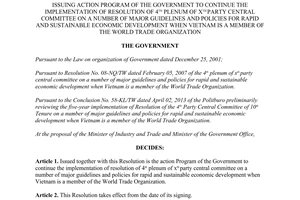 Resolution No. 49/NQ-CP dated 2014 action program for rapid and sustainable economic development