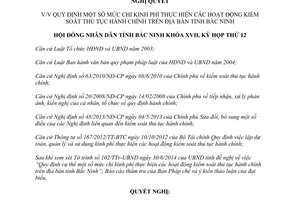 Nghị quyết 141/2014/NQ-HĐNĐ17 chi kinh phí thực hiện hoạt động kiểm soát thủ tục hành chính Bắc Ninh