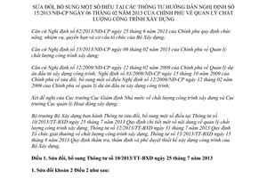 Thông tư 09/2014/TT-BXD sửa đổi Thông tư hướng dẫn 15/2013/NĐ-CP quản lý chất lượng công trình xây dựng