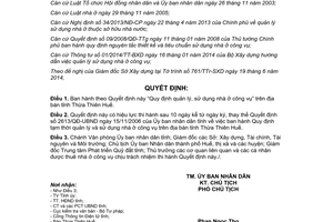 Quyết định 39/2014/QĐ-UBND quản lý sử dụng nhà ở công vụ Thừa Thiên Huế