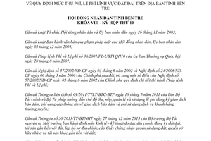 Nghị quyết 03/2014/NQ-HĐND mức thu phí lệ phí đất đai Bến Tre