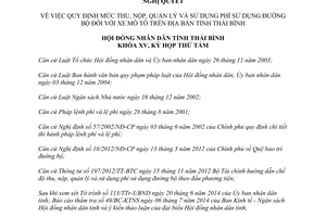 Nghị quyết 10/2014/NQ-HĐND mức thu nộp quản lý sử dụng phí đường bộ xe mô tô Thái Bình