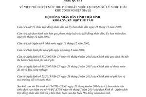 Nghị quyết 09/2014/NQ-HĐND mức thu phí thoát nước Trạm xử lý nước thải Khu công nghiệp Gia Lễ Thái Bình