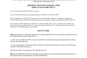 Nghị quyết 143/2014/NQ-HĐND17 tỷ lệ phân chia nguồn thu phí sử dụng đường bộ xe mô tô Bắc Ninh