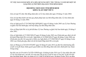 Nghị quyết 03/2014/NQ-HĐND sửa đổi mức thu tối đa bãi bỏ phí lệ phí Bình Định