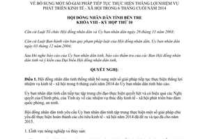 Nghị quyết 10/2014/NQ-HĐND thực hiện thắng lợi nhiệm vụ kinh tế xã hội 6 tháng cuối 2014 Bến Tre