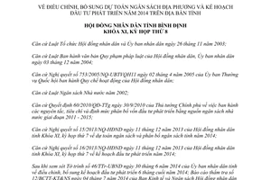 Nghị quyết 02/2014/NQ-HĐND điều chỉnh dự toán ngân sách địa phương kế hoạch đầu tư phát triển 2014 Bình Định