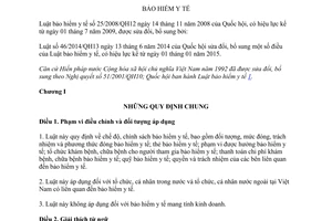 Văn bản hợp nhất 01/VBHN-VPQH 2014 hợp nhất Luật bảo hiểm y tế