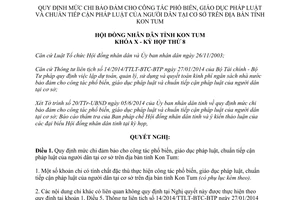 Nghị quyết 05/2014/NQ-HĐND chi phổ biến giáo dục pháp luật chuẩn tiếp cận pháp luật Kon Tum