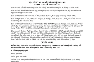 Nghị quyết 72/2014/NQ-HĐND thu quản lý phí bảo vệ môi trường nước thải sinh hoạt Tiền Giang