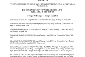 Nghị quyết 05/2014/NQ-HĐND điều chỉnh chính sách lực lượng Công an xã Bảo vệ dân phố Hồ Chí Minh