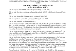 Nghị quyết 08/2014/NQ-HĐND sửa đổi mức thu dịch vụ khám chữa bệnh 07/2012/NQ-HĐND Bắc Giang