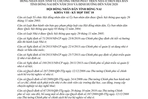 Nghị quyết 117/2014/NQ-HĐND điều chỉnh 114/2008/NQ-HĐND phát triển nhà ở Đồng Nai 2010 định hướng 2020