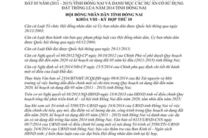 Nghị quyết 119/2014/NQ-HĐND điều chỉnh Quy hoạch sử dụng đất 2020 kế hoạch 2011 2015 Đồng Nai