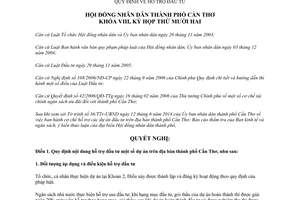 Nghị quyết 02/2014/NQ-HĐND hỗ trợ đầu tư Cần Thơ