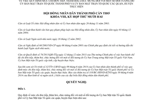 Nghị quyết 04/2014/NQ-HĐND mức chi đón tiếp thăm hỏi chúc mừng Ủy ban Mặt trận Tổ quốc Cần Thơ