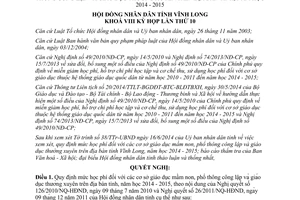 Nghị quyết 93/2014/NQ-HĐND học phí mầm non phổ thông giáo dục thường xuyên Vĩnh Long 2014 2015