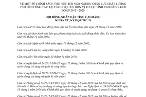 Nghị quyết 11/2014/NQ-HĐND chính sách thu hút đãi ngộ nguồn nhân lực Cao Bằng 2015 2020