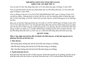 Nghị quyết 79/2014/NQ-HĐND mức thù lao Đội công tác xã hội tình nguyện Tiền Giang