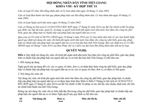 Nghị quyết 84/2014/NQ-HĐND mức chi phổ biến giáo dục pháp luật chuẩn tiếp cận pháp luật Tiền Giang