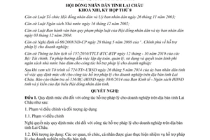 Nghị quyết 104/2014/NQ-HĐND quy định mức chỉ công tác hỗ trợ pháp lý cho doanh nghiệp Lai Châu