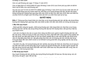 Nghị quyết 126/2014/NQ-HĐNĐ khai thác sử dụng khoáng sản làm vật liệu xây dựng Quảng Nam đến 2020