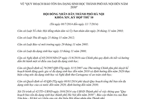 Nghị quyết 06/2014/NQ-HĐND Quy hoạch bảo tồn đa dạng sinh học Hà Nội 2030