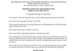 Nghị quyết 07/2014/NQ-HĐND mức tiền phạt vi phạm hành chính xây dựng Hà Nội