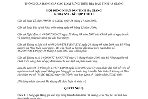 Nghị quyết 131/NQ-HĐND 2014 thông qua Bảng giá các loại rừng Hà Giang