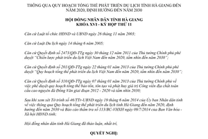 Nghị quyết 123/NQ-HĐND 2014 Quy hoạch tổng thể phát triển Du lịch Hà Giang 2020 định hướng 2030