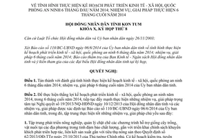 Nghị quyết 02/2014/NQ-HĐND phát triển kinh tế xã hội quốc phòng an ninh 2014 Kon Tum