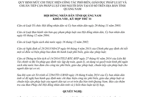 Nghị quyết 116/2014/NQ-HĐNĐ mức chi thực hiện phổ biến giáo dục pháp luật Quảng Nam