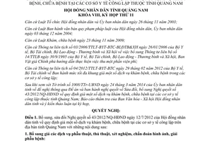 Nghị quyết 118/2014/NQ-HĐNĐ sửa đổi 43/2012/NQ-HĐND giá dịch vụ khám chữa bệnh Quảng Nam