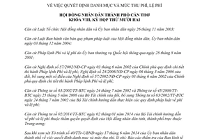 Nghị quyết 01/2014/NQ-HĐND danh mục mức thu phí lệ phí Cần Thơ