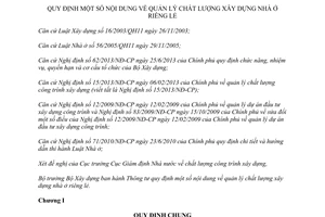 Thông tư 10/2014/TT-BXD quản lý chất lượng xây dựng nhà ở riêng lẻ Bộ Xây dựng