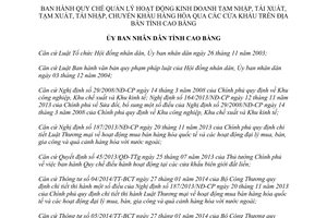 Quyết định 17/2014/QĐ-UBND Quản lý kinh doanh tạm nhập tái xuất tạm xuất tái nhập chuyển khẩu Cao Bằng